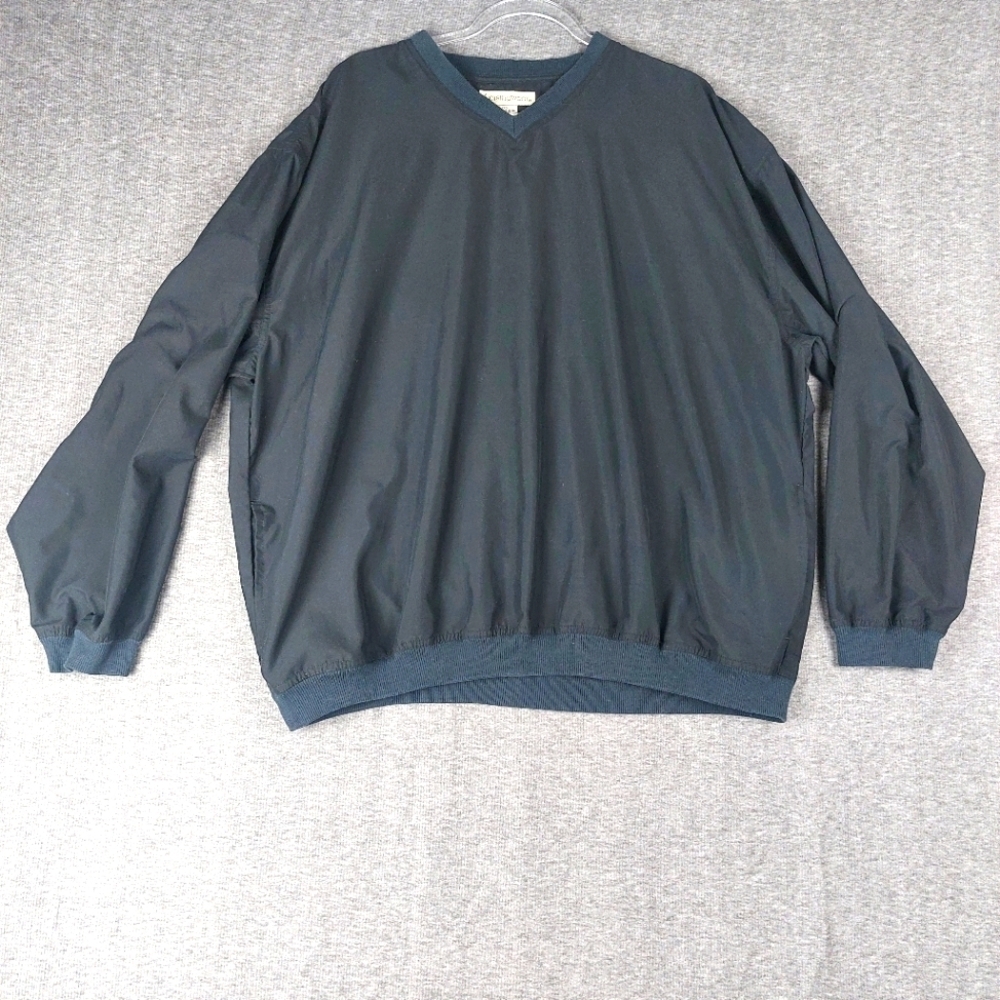 MUNSINGWEAR MENS VINTAGE BLACK V-NECK PULLOVER LONG SLEEVE WINDBREAKER SIZE XL